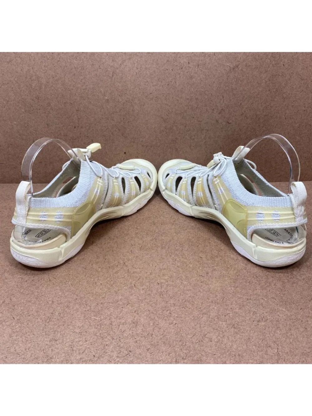Keen Evofit One Hiking Sandals White & Yellow Mens Size 10 Flexible Knit Uppers